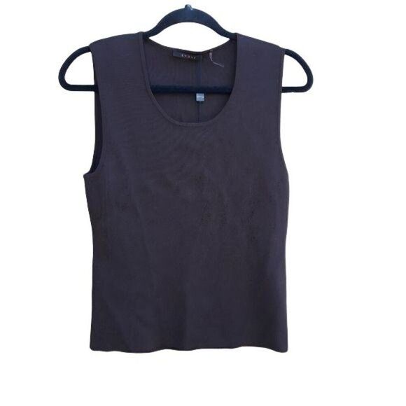 Cyrus Rib Knit Sleeveless Scoop Neck Pullover Top Chocolate Brown Sz L - Picture 11 of 11